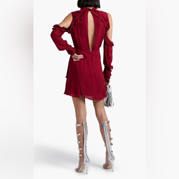 Hanie cold-shoulder ruffled gauze mini dress - Picture 2 of 6